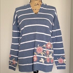 J Jill Embroidered Hooded Sweater